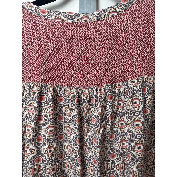 Easel LA Floral Ruffle Peasant Top L Boho Cottagecore Blouse 3/4 Sleeve A43 - Picture 5 of 7